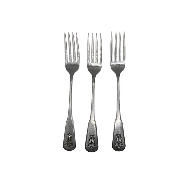 Oneida Silver Village Stainless Dinner Fork Set Of 3 Deluxe Burnish Handle Black - Picture 1 of 4